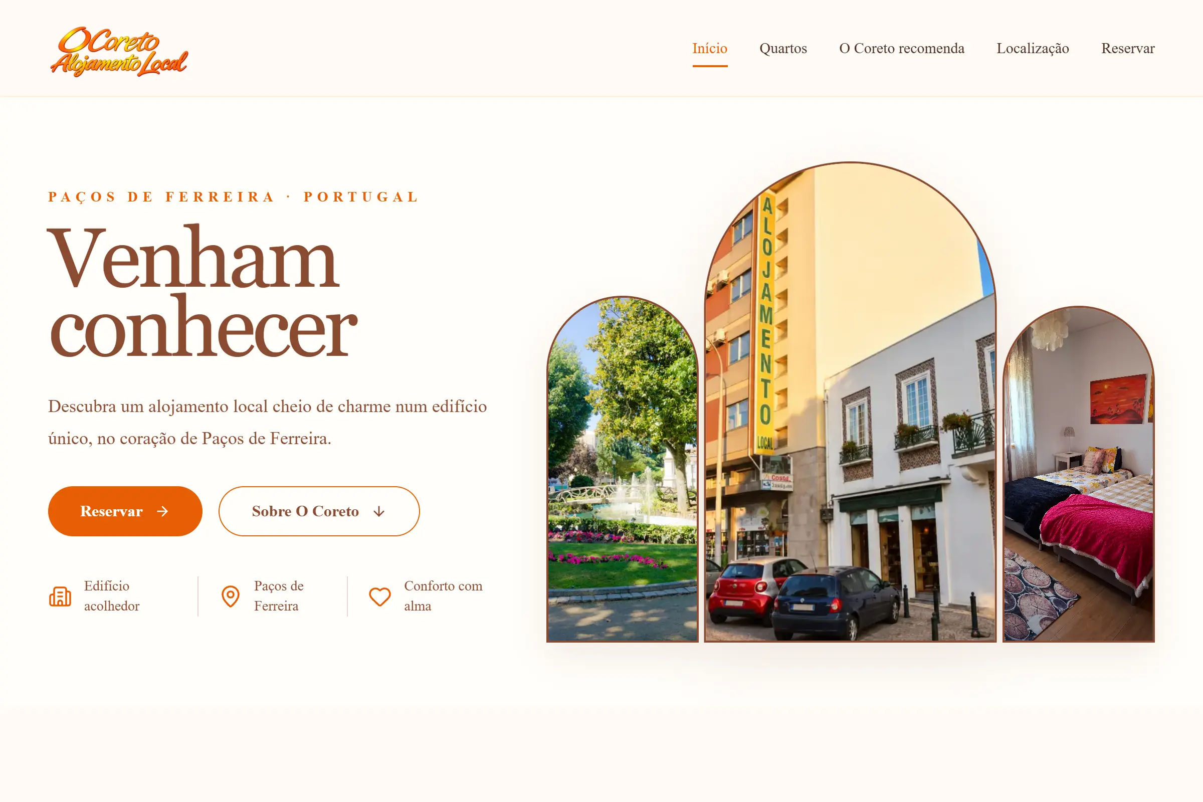 Pré-visualização do website O-Coreto Alojamento Local